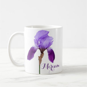 Caneca De Café Miriam personalizável nome bonito flor da íris rox