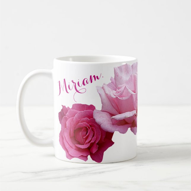 Caneca De Café Miriam personalizável nome rosa rosa rosa rosa bon (Esquerda)
