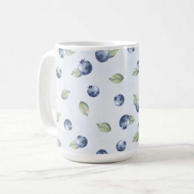 Caneca De Café Mirtilos Azuis Fruta   (Frente Esquerda)