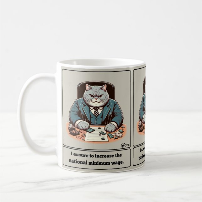Caneca De Café Mischievous Meows: O Político Do Gato Crafado (Esquerda)
