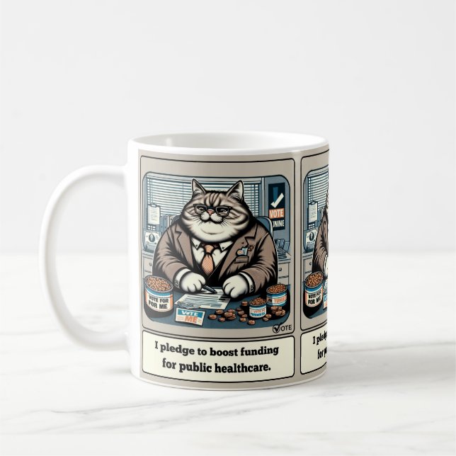 Caneca De Café Mischievous Meows: O Político Do Gato Crafado (Esquerda)