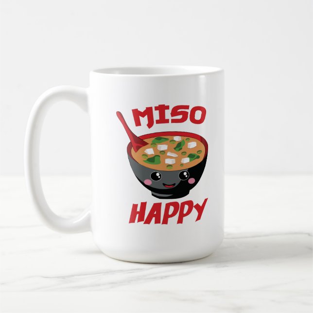 Caneca De Café Miso Happy Funny Comida Kawaii (Esquerda)