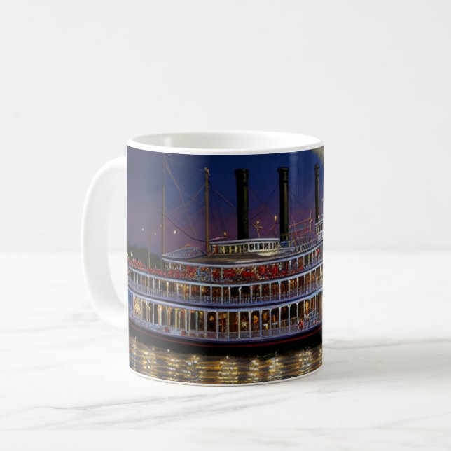 Caneca De Café Mississippi River Steamboat (Frente Esquerda)