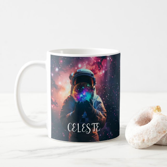 Caneca De Café Mistério Cósmico Aqua (Com Donut)