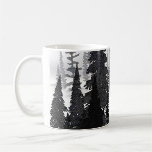 Caneca De Café Mistério Monocromático Pinhal Floresta Aquarela Im