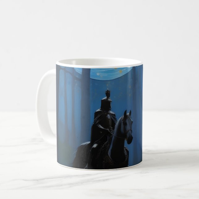 Caneca De Café Misterioso Cavaleiro Negro na Floresta Lua (Frente Esquerda)