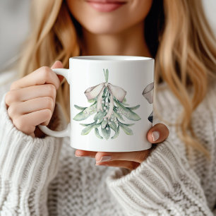 Caneca De Café Mistletoe e Sininhos de Natal