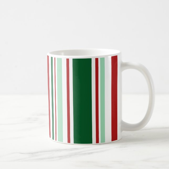Caneca De Café Mistura Moderna Vermelho, Verde, Listras Brancas (Direita)