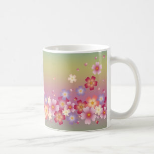 Caneca De Café Mistura Sakura Blossoms Kimono Estilo Rainbow