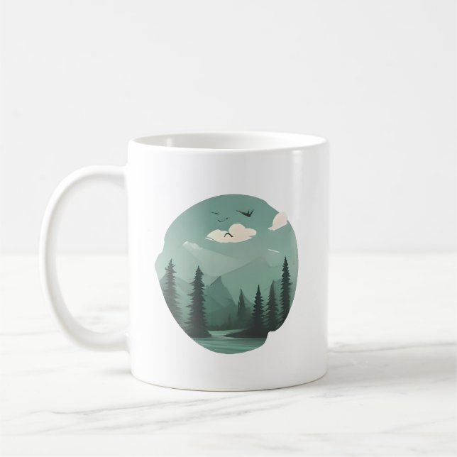 Caneca De Café Misty River Valley: Uma Viagem Através da Natureza (Esquerda)