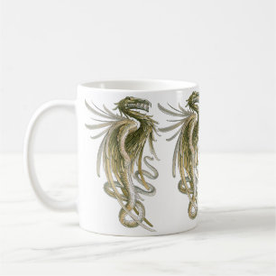 Caneca De Café Mitologia Vintage, Dragão Alado com Cauda Cobra