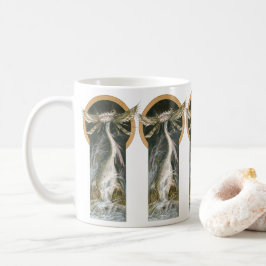 Caneca De Café Mitologia Vintage, Dragão Alado no Oceano