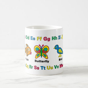 Caneca De Café Miúdos felizes alfabeto e copo dos animais