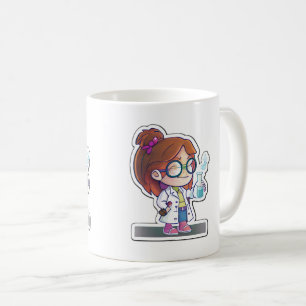 Caneca De Café Moça-Cientista Sticker Art Classic Mug, 11 oz