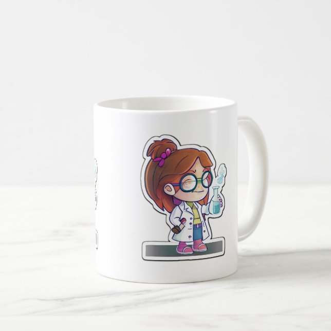 Caneca De Café Moça-Cientista Sticker Art Classic Mug, 11 oz (Frente Esquerda)