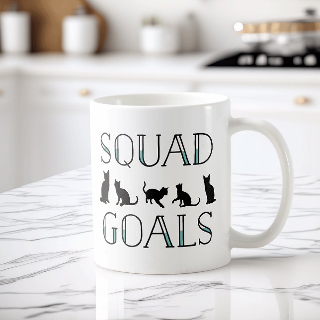 Caneca De Café Moça de Gato Engraçado para o Quadrado (Criador carregado)