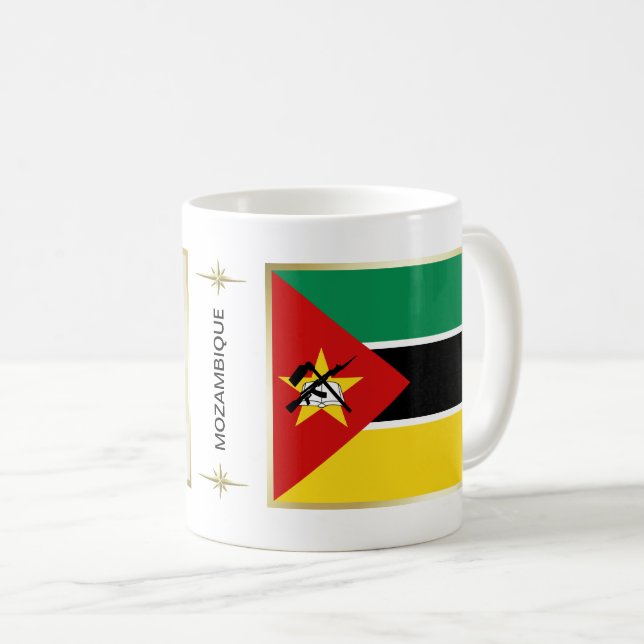 Caneca De Café Moçambique Sinalizador + Mapa Mug (Frente Esquerda)