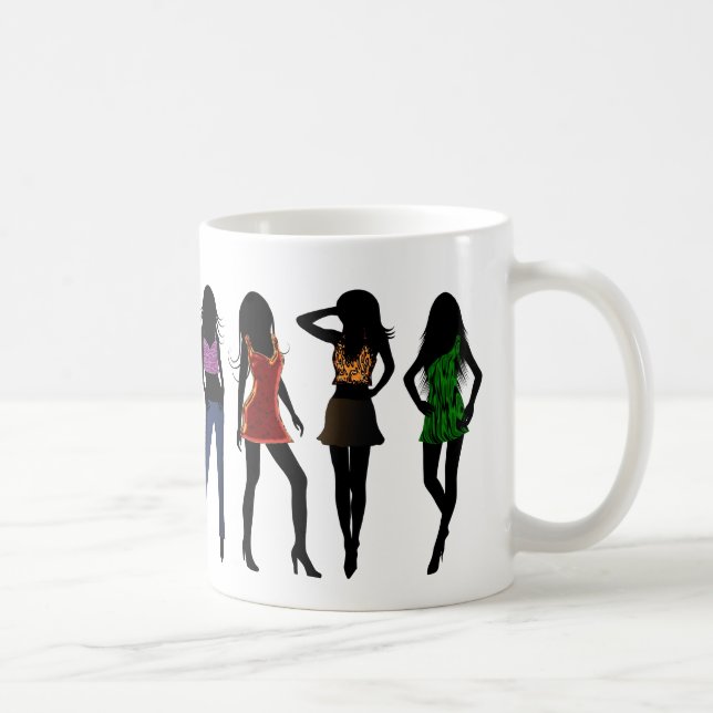 Caneca De Café Moças da moda Na moda fashionista Silhouette Mug (Direita)