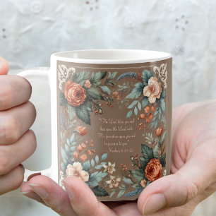 Caneca De Café Mocha Floral Personalizável Mug de Bênção da Manhã