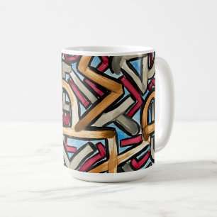 Caneca De Café Mocha Vermelho Cinza Arte Abstrata Geométrica-Pint