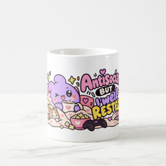 Caneca De Café Mochi Humor | Antissocial Mas Bem Descansado Fofo