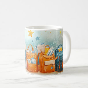 Caneca De Café Mochilas e materiais escolares para volta às aulas
