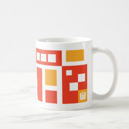 Caneca De Café Mod divertido colorido geométrico em vermelho e re