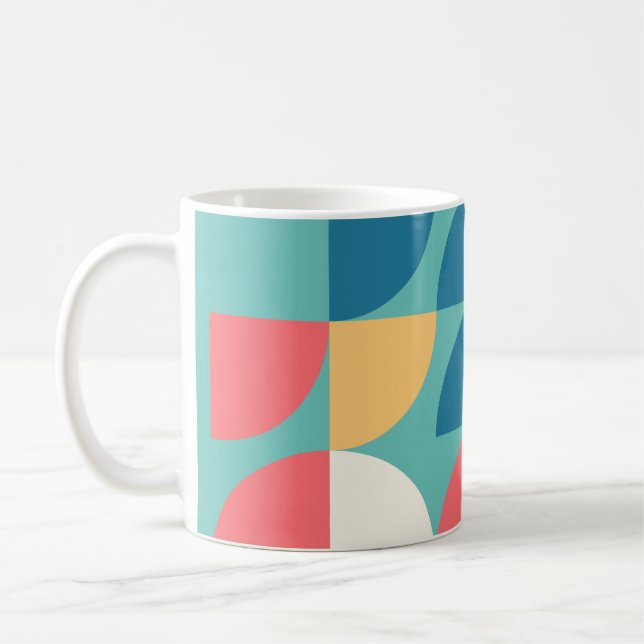 Caneca De Café Mod do século de Médio Leve Teal Geométrico dos an (Esquerda)
