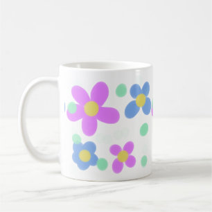 Caneca De Café Mod Dots Floral Impressão Mug