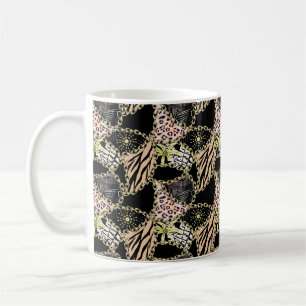 Caneca De Café Moda, abstrato, correntes, pele de tigre.
