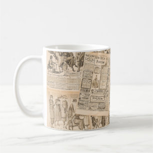 Caneca De Café Moda antiga: Páginas de publicidade em jornal