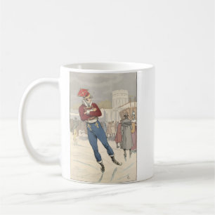 Caneca De Café Moda de Patinação no Gelo Parisiense Vintage 1898
