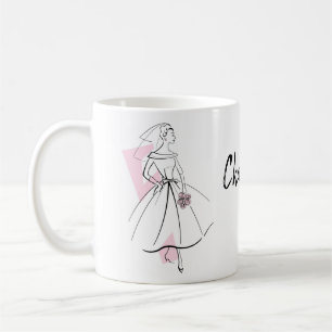 Caneca De Café Moda Noiva Cor-de-Rosa