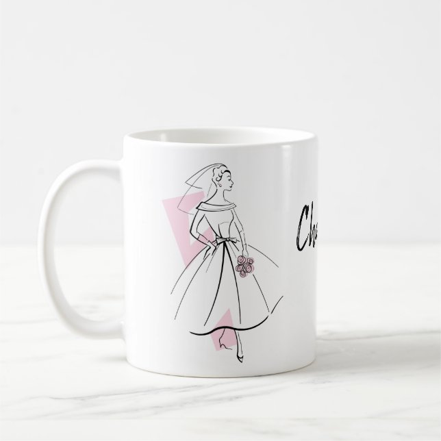 Caneca De Café Moda Noiva Cor-de-Rosa (Esquerda)