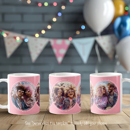 Caneca De Café Modelo 3 Colagem de Fotos Circulares Rosa C51