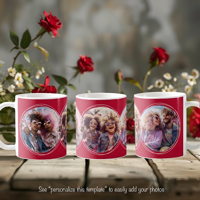 Caneca De Café Modelo 3 Fotos circulares Vermelho C81 (Criador carregado)