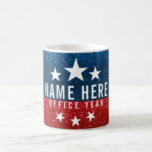 Caneca De Café Modelo da Campanha Americana de Brilho Branco Verm (Centro)