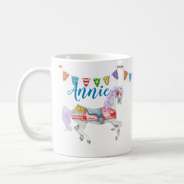Caneca De Café Modelo de Carrossel Horse Personalizado (Esquerda)