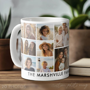 Caneca De Café Modelo de Colagem com 20 Fotos e Texto Personaliza