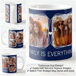 Caneca De Café Modelo de Colagem de 6 Fotos Modern Memory Azul-Ma
