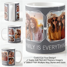 Caneca De Café Modelo de Colagem de 6 Fotos Modern Memory Cinza C