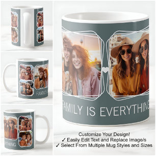 Caneca De Café Modelo de Colagem de 6 Fotos Modern Memory Cinza C