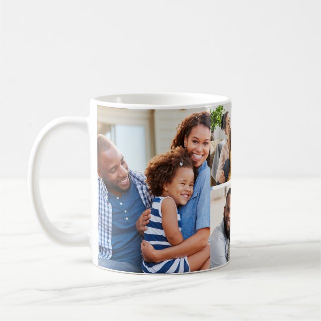 Caneca De Café Modelo de Colagem de Família Personalizado com 5 F (Esquerda)