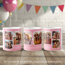 Caneca De Café Modelo de Colagem de Fotos Modern Memory 6 Rosa C5