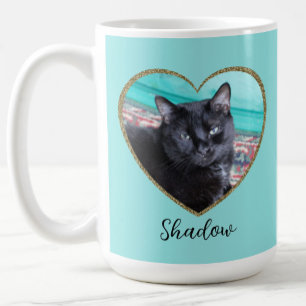 Caneca De Café Modelo de Foto Coração com Brilho e Nome Personali