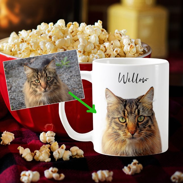 Caneca De Café Modelo de Foto Personalizada de Gato ou Cão (Criador carregado)