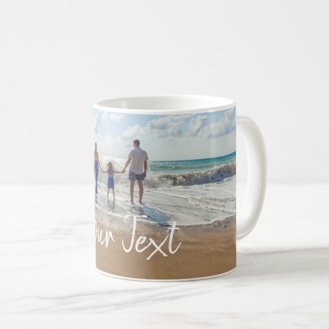 Caneca De Café Modelo de Foto Personalizada e Texto Personalizado (Frente Esquerda)