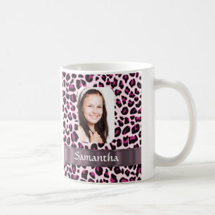 Caneca De Café Modelo de fotografia de leopardo rosa