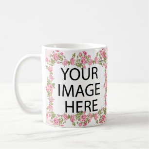 Caneca De Café Modelo de Moldura Rosa Adicione sua Imagem e/ou Te
