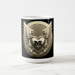 Caneca De Café Modelo de Monograma Dourado